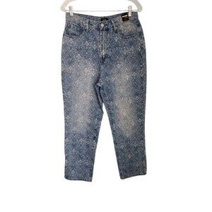 Simple Society Straight Super High Rise Paisley Jeans Blue Mom Boho 9/29 NEW NWT